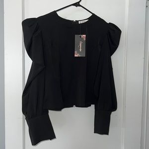 Black puff sleeve blouse, NWT